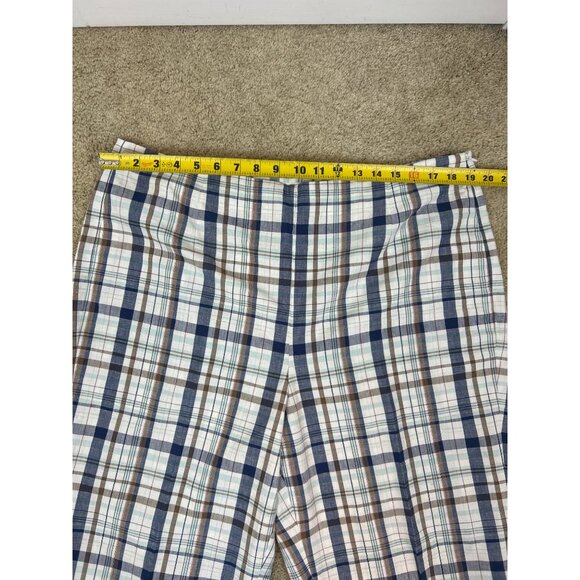 Talbots Cropped Ankle Pants Women's Plaid Metallic Linen Cotton Size 18 - Picture 9 of 13